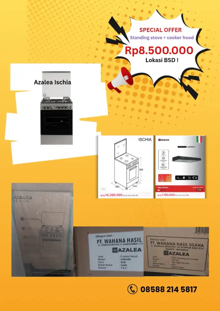 Azalea Ischia standing stove + cooker hood