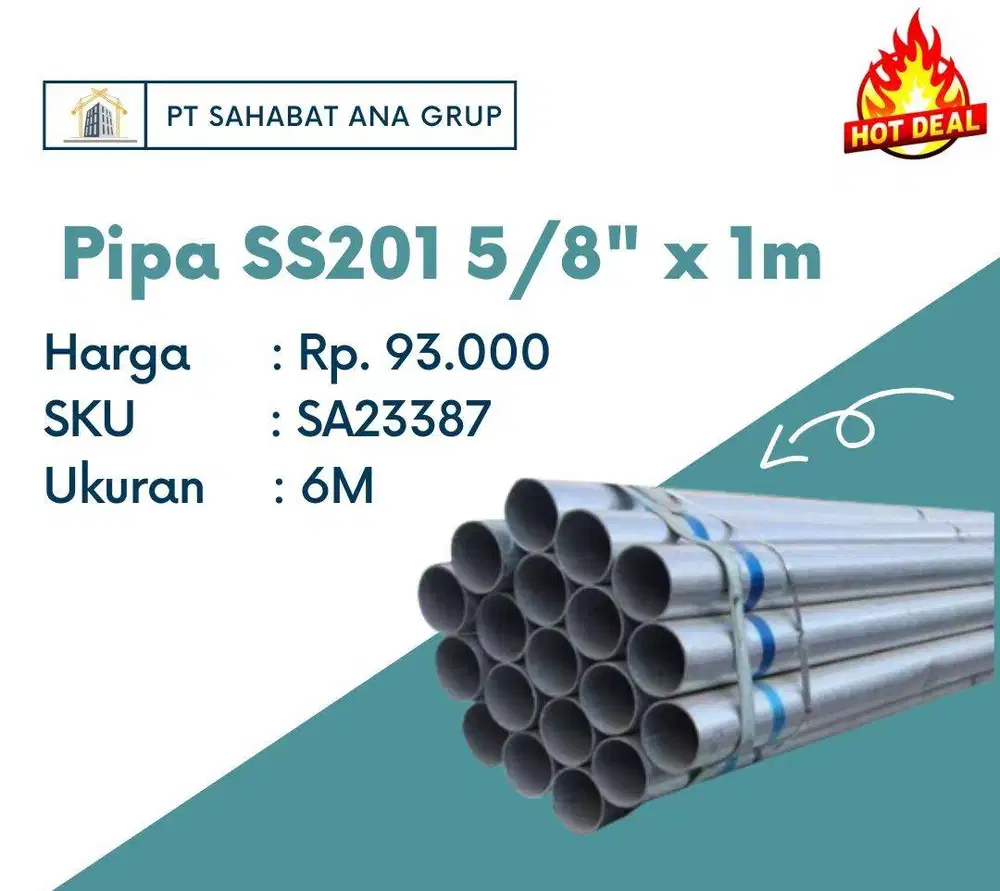 Pipa SS201 5/8 x 1mm