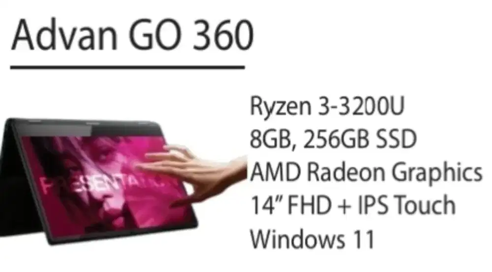 Laptop Advan 360 Go open dos aja