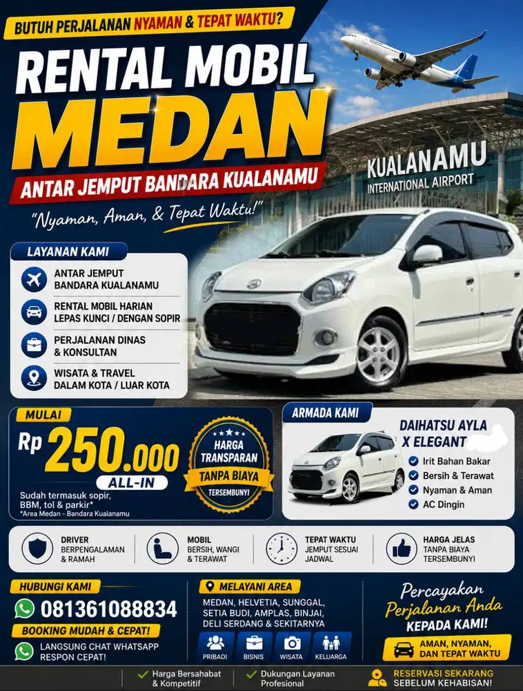 Rental Mobil + Driver Khusus Medan dan Kuala Namu