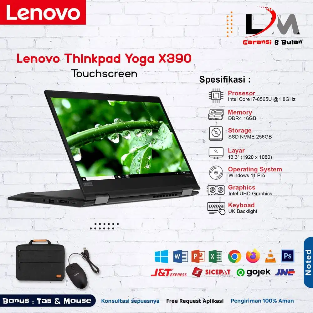 Lenovo Thinkpad X390 Yoga Intel i7-8565U Ram 16GB Ssd 256GB 13.3 FHD