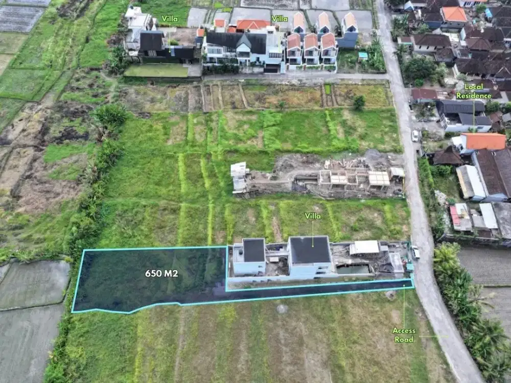 650 sqm Land for Sale at Pandak Gede Near Nyanyi Beach with Rice Field & Sunset View