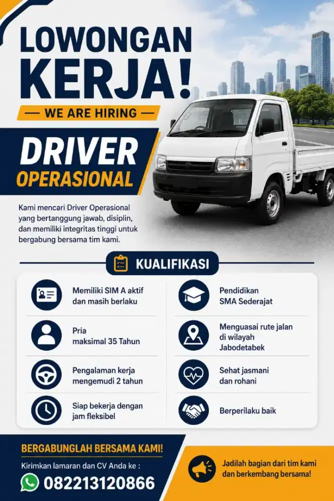 Lowongan Kerja Driver Operasional