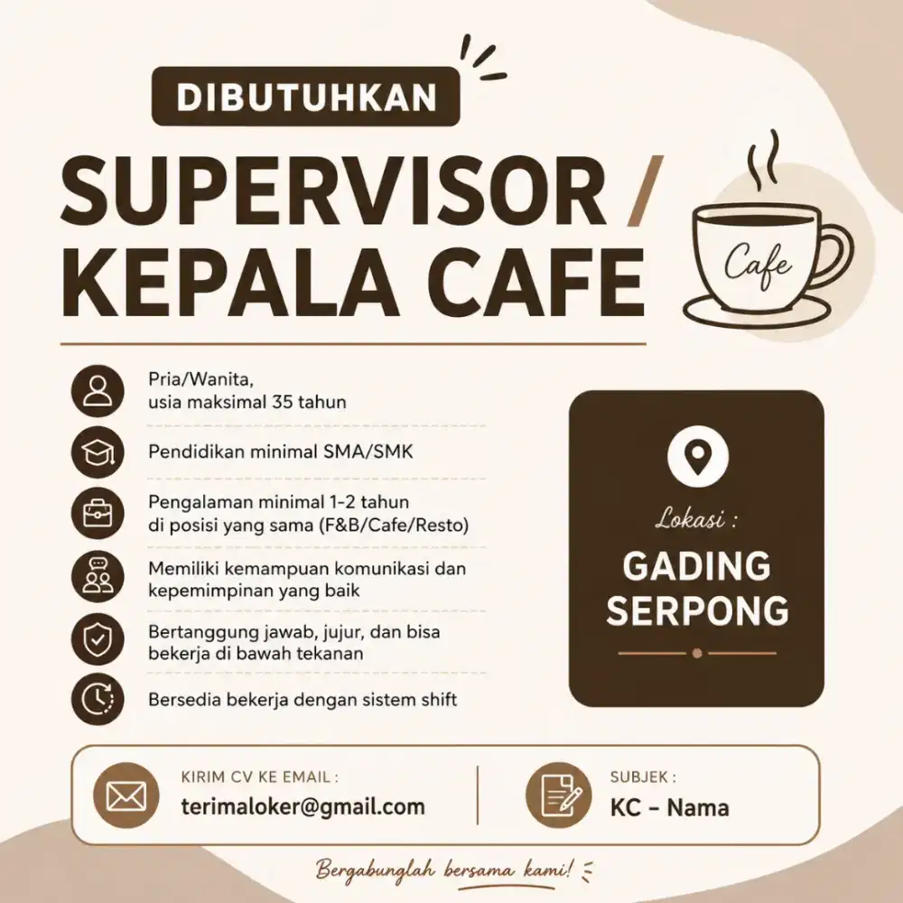 Loker SPV / KEPALA CAFE