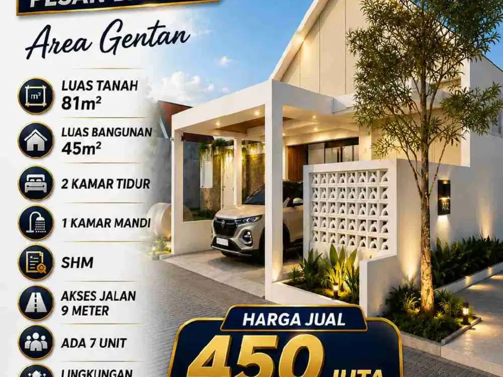 Dijual Rumah Gentan Pesan Bangun