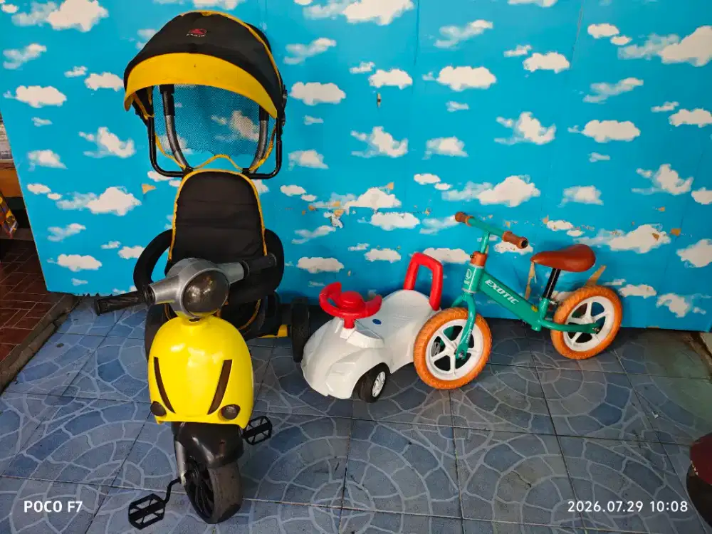 Sepeda anak roda tiga, ballance bike, & mobilan dorong