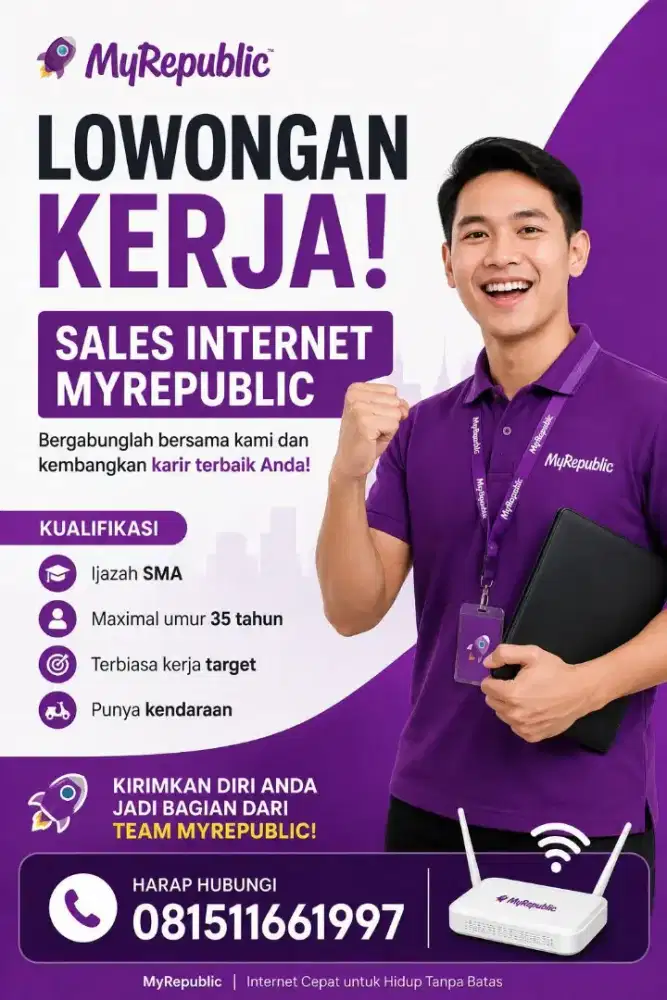 LOWONGAN KERJA SALES INTERNET MYREPUBLIC – AREA JAKARTA PUSAT