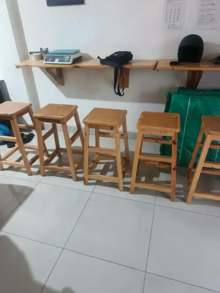 6 Kursi kayu tinggi furnitur rumah, kafe/bar T:75cm (Bundle)