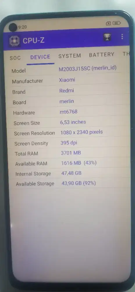Redmi note 9 ram 4/64 minus lcd bisa di pakai