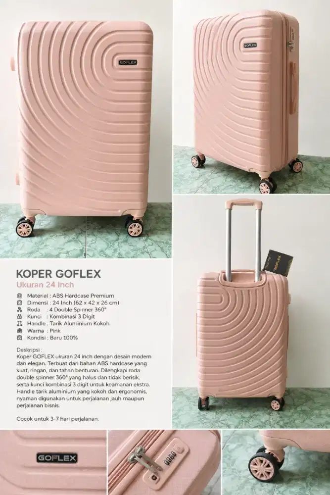 Koper GOFLEX 24 Inch – Warna Pink – Kondisi Baru