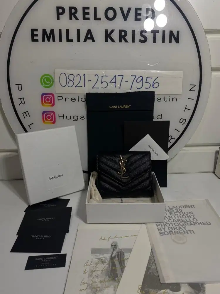 preloved Monogram Compact Tri Fold Wallet Black Ghw authentic