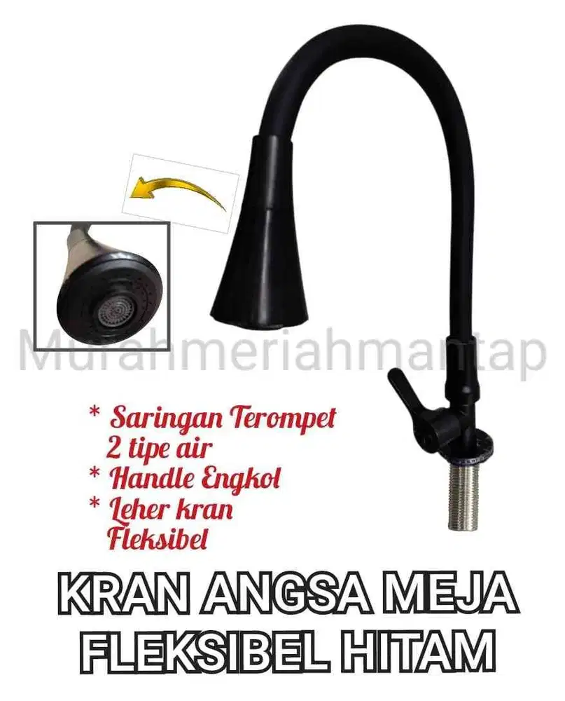 KRAN ANGSA MEJA FLEKSIBEL HITAM TEROMPET /  KERAN CUCI PIRING / KRAN A
