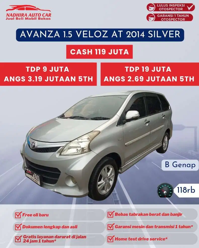 Angsuran 2 Jutaan Avanza 1.5 Veloz AT 2014 Silver