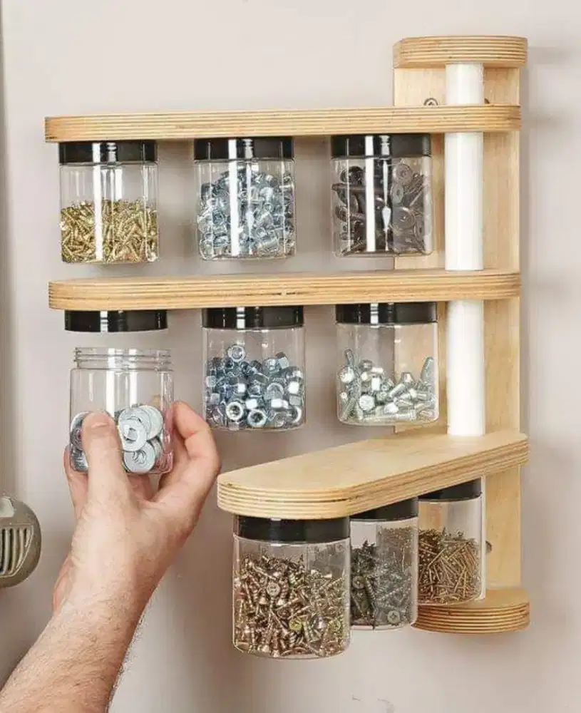 Rotation hardwar organizer/swivel jar storage rack/smart workshop rack