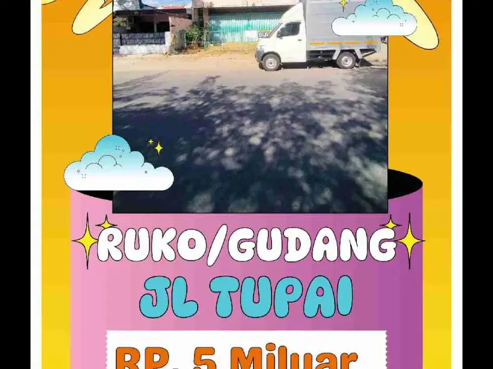 Ruko/Gudang Jl Tupai
19.5X28, 1 Lantai
Lt 266 M² LB 218,5 M²
PDAM 1 Kamar Mandi
Parkir Bisa 3 Mobil Jejer
1.300 Watt SHM
Rp. 5 Milyar