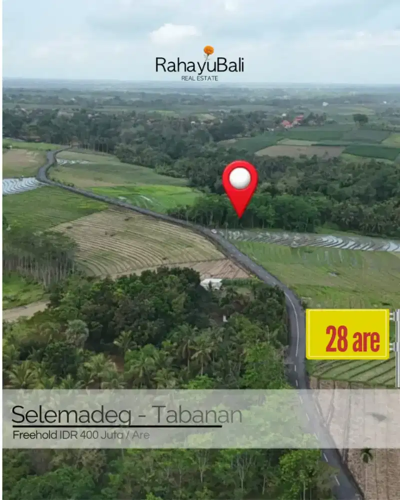 Strategic land view sawah dan laut di tabanan