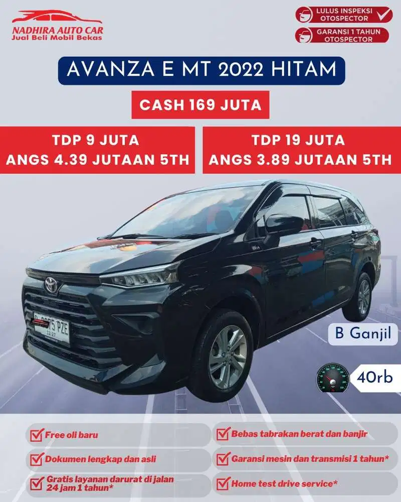 Angsuran 3 Jutaan Avanza E MT 2022 Hitam