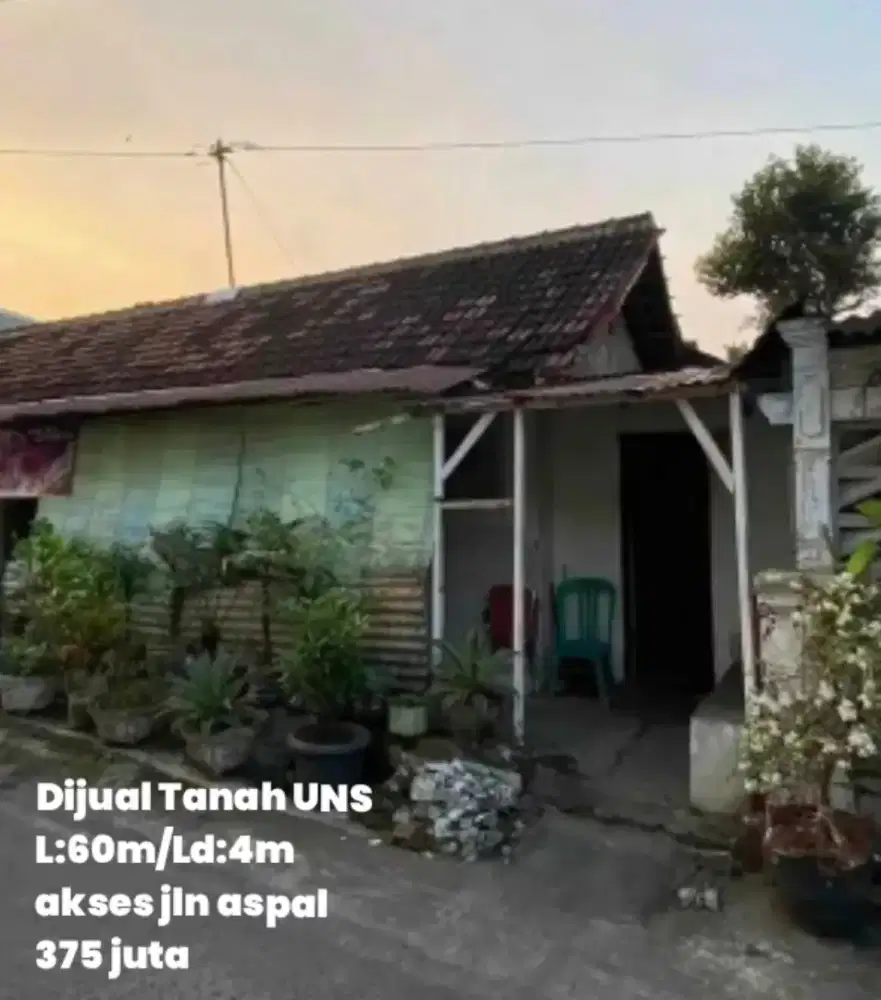 Dijual Tanah UNS L:-+60m