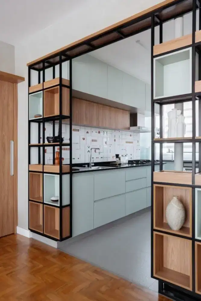 Partisi dapur frame/lemari penyekat dapur/modern industrial kitchen