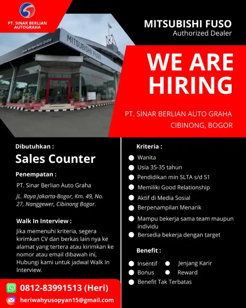 LOWONGAN SALES COUNTER MITSUBISHI