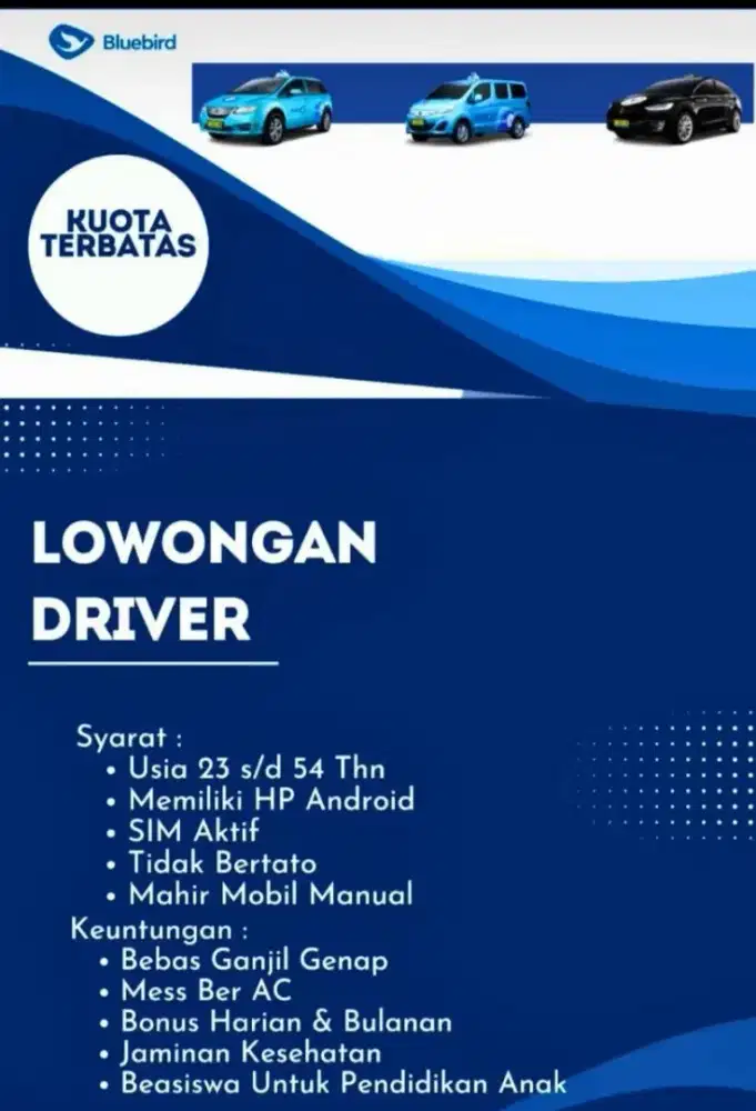 LOWONGAN KERJA DRIVER PENGEMUDI LANGSUNG KERJA