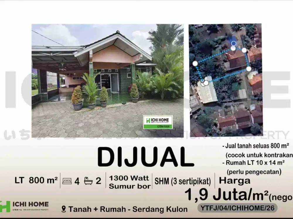 Dijual tanah bonus rumah