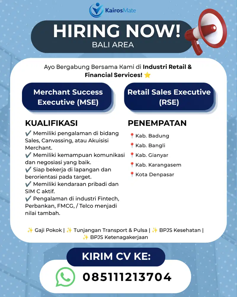 LOKER SALES DAERAH BALI, NTT DAN NTB