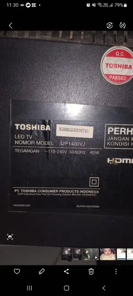 Toshiba 32 inc kondisi mati
