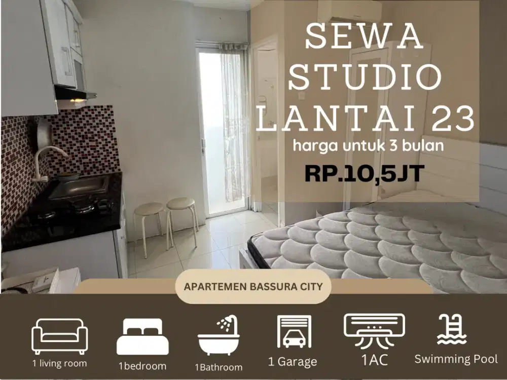 Disewakan studio full furnish dekat mall apartemen bassura