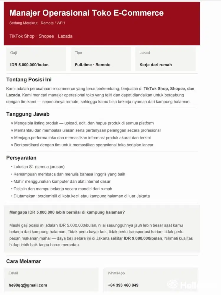 MANAGER OPERASIONAL TOKO E-Commerce