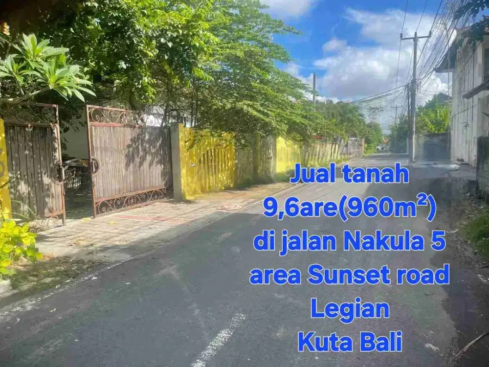 jual tanah 690m2 jalan nakula kuta akomodasi perdagangan dan jasa
