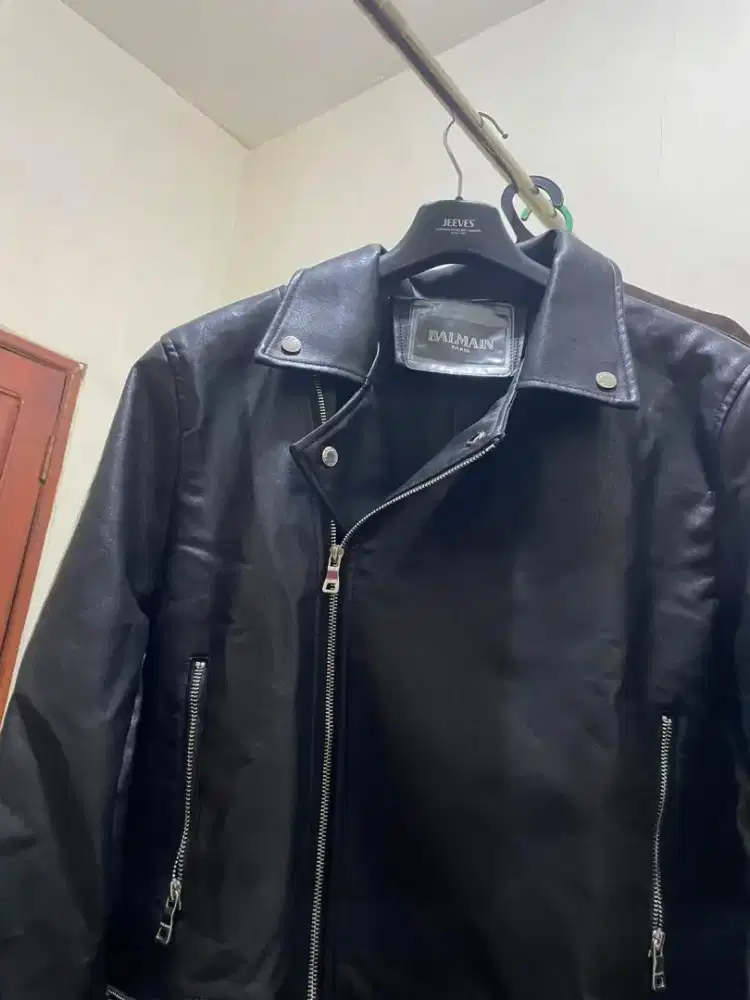 Jaket kulit bikers balmain