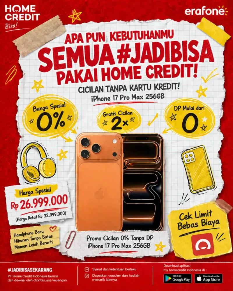 PROMO KREDIT 0% TANPA DP IPHONE 17 PRO MAX 256GB TERMURAH SEKOTA PLG