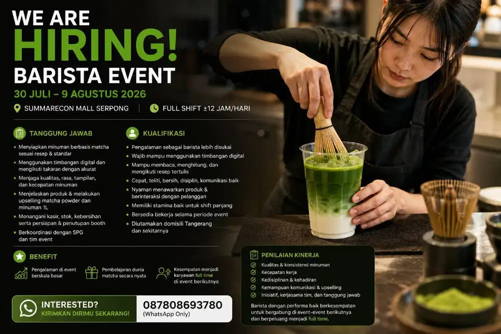 LOWONGAN PART-TIME BARISTA EVENT — UMATCHA