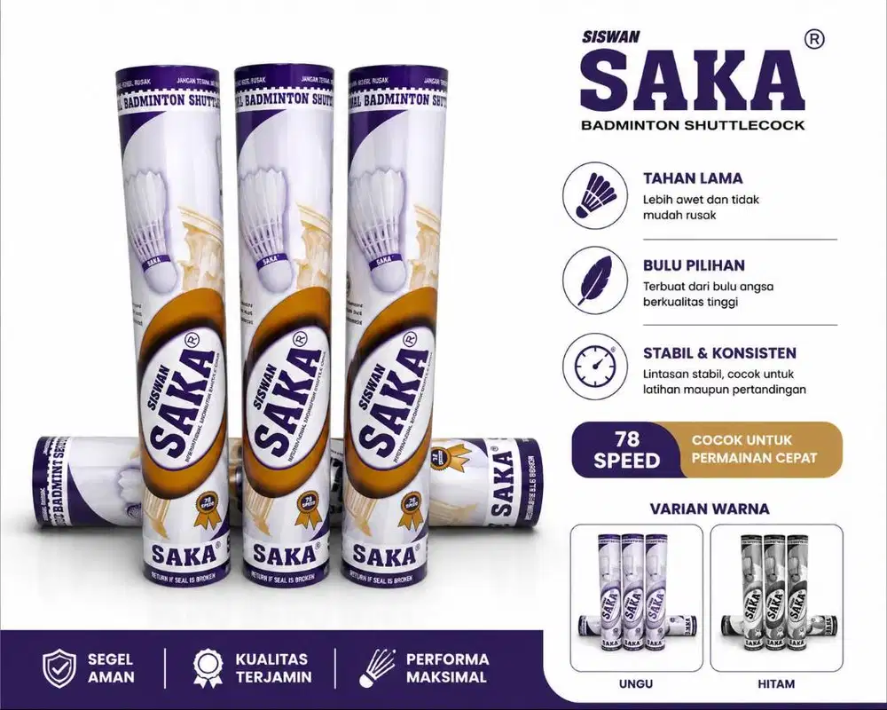 Shuttlecock Saka Ungu / Saka Ungu / Cock Saka / Kok bulutangkis