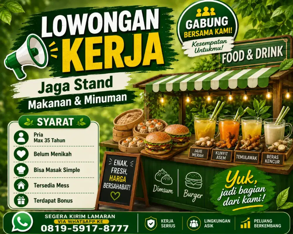 Jaga stand makanan dan minuman area Jakarta Barat Kalideres