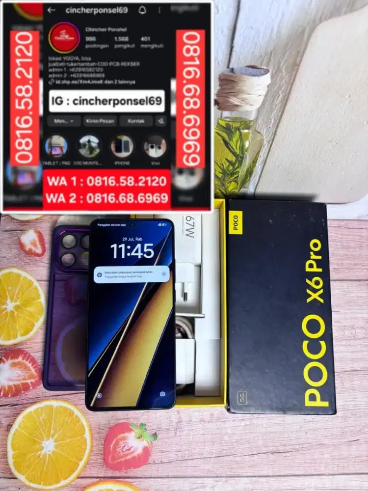 Jual hp POCO X6 PRO 5G 12/512 istimewa fullset original siap pakai