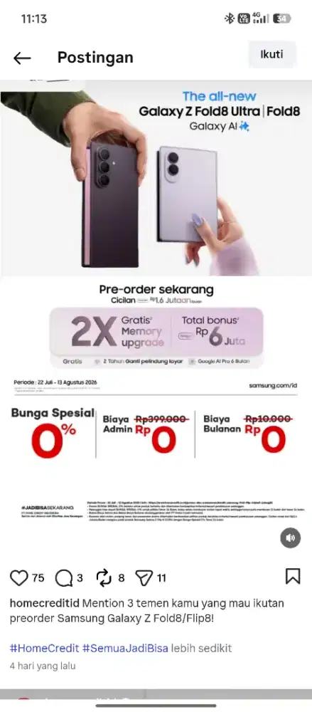 Pre Order Samsung GalaxyZ Fold 8 Ultra