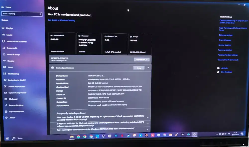 Monitor Lenovo L24i 30 bekas