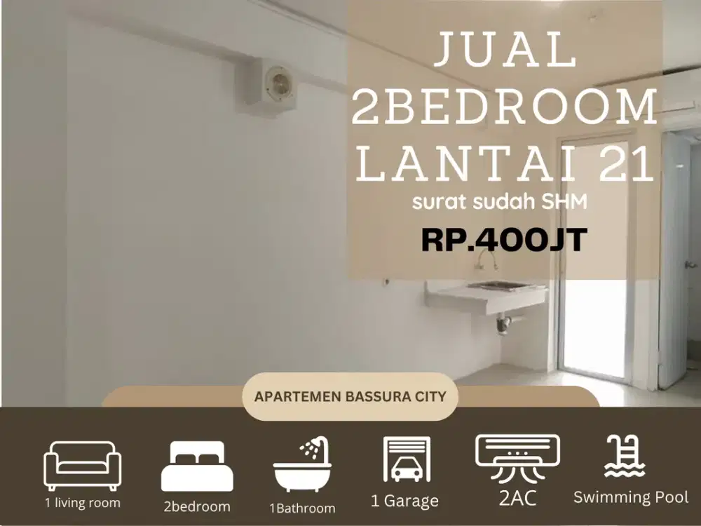 Dijual 2kamar kosongan SHM murah apartemen bassura city