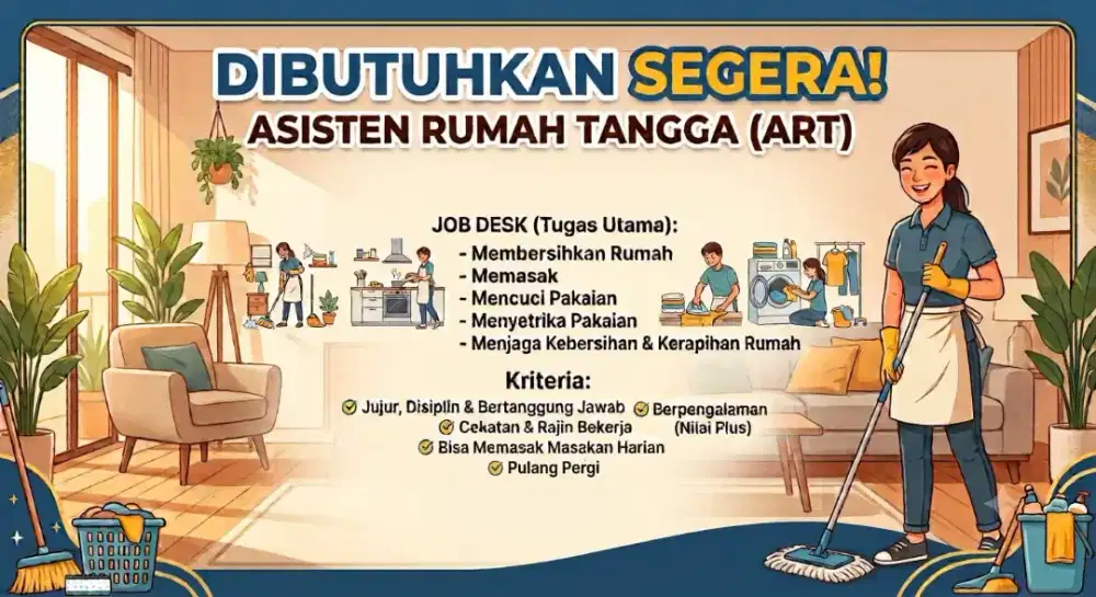 Mencari Pembantu Rumah Tangga pulang - pergi