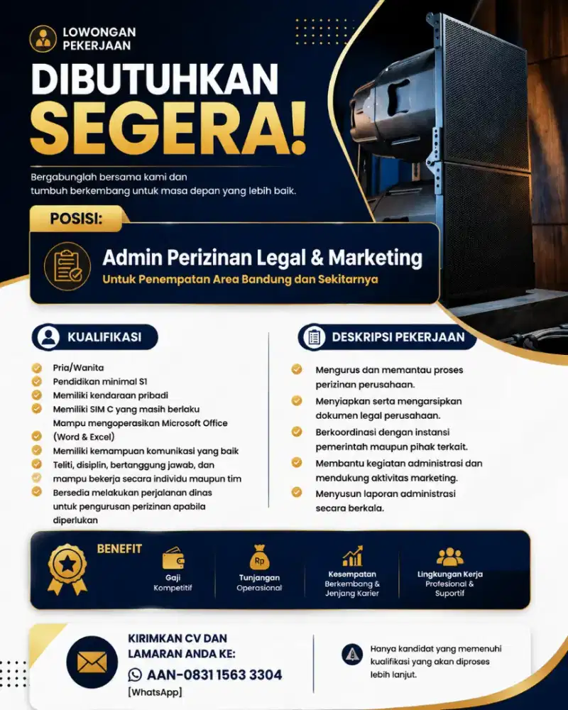 Loker Admin Perizinanan Legal & Marketing
