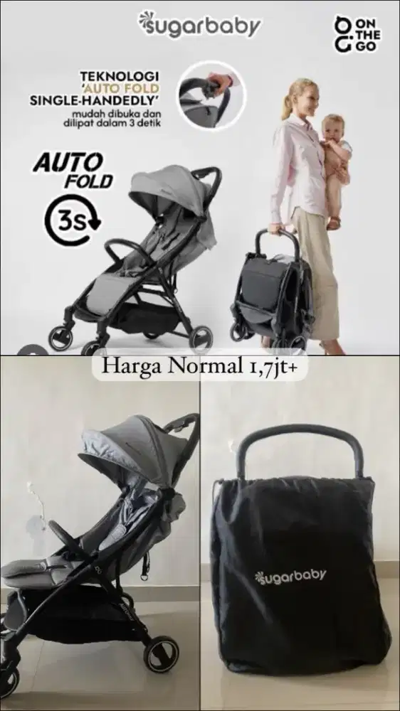 Dijual stroller Sugarbaby on the go - Grey