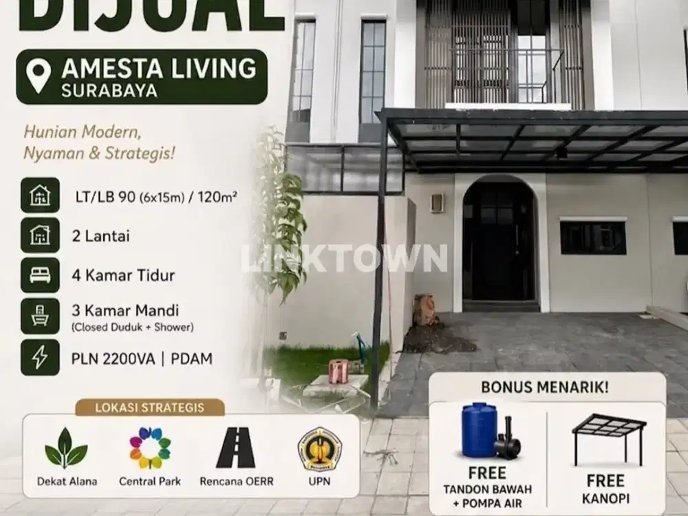 Rumah Modern 2 Lantai Siap Huni di Amesta Living Surabaya