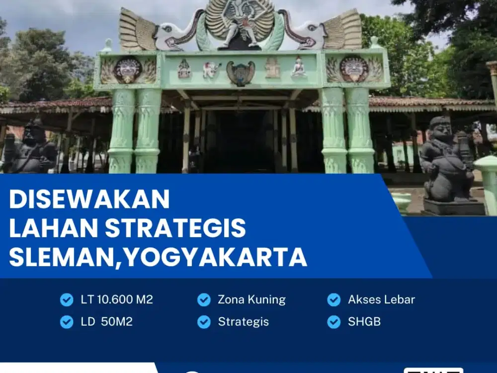 Disewakan Lahan Zona Kuning Lokasi Strategis Sleman, Yogyakarta Luas 1 Hektar