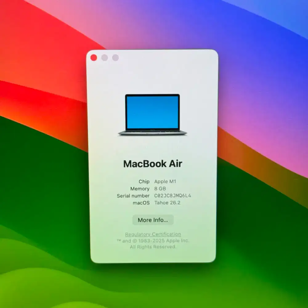 Macbook Air M1 Layar 13 inch Ram 8 Ssd 256 Layar 13 inch Space Grey