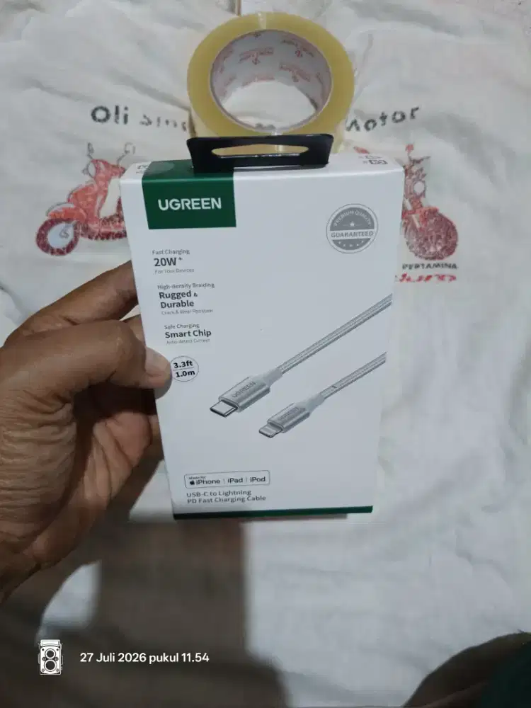 Baru segel kabel ugreen iPhone ori MFI fast charging bahan neylon