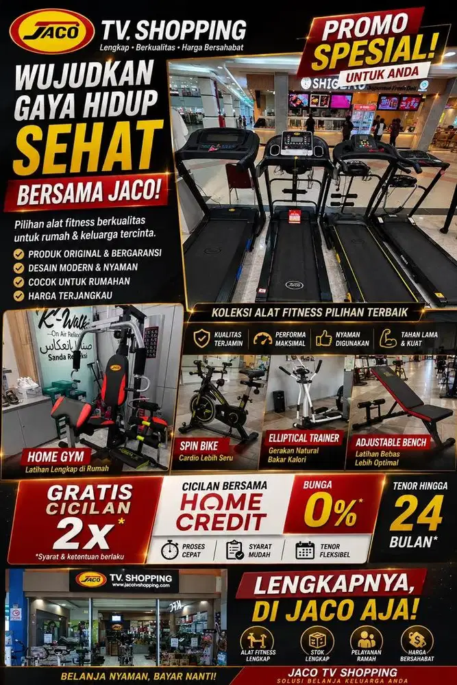 KREDIT TREDMILL DAN ALAT OLAHRAGA LAINNYA , SYARAT HANYA KTP