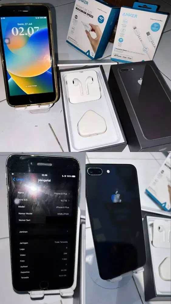 Iphone 8 Plus 64GB Black,IBOX Fullset