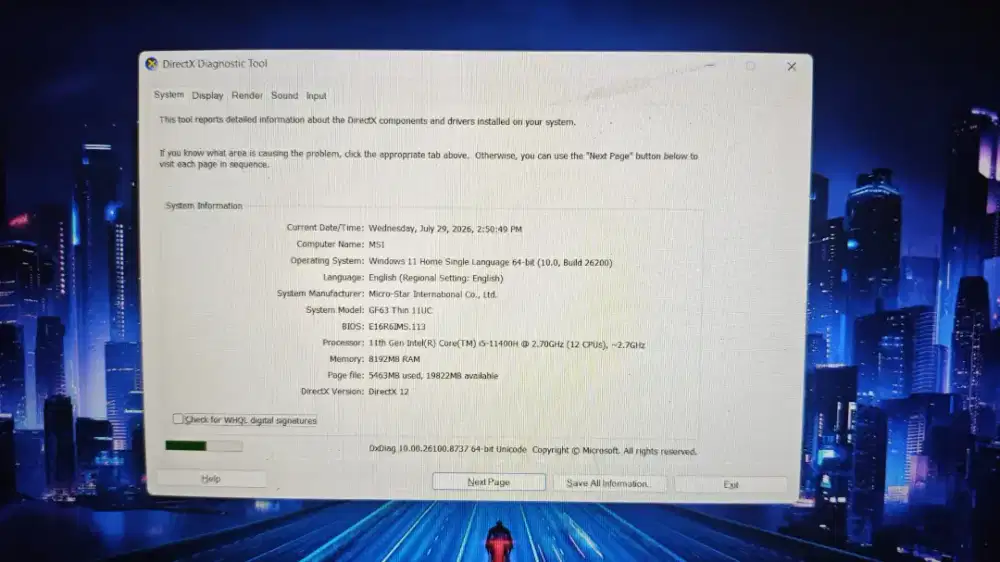 MSI GF63 THIN 11UC